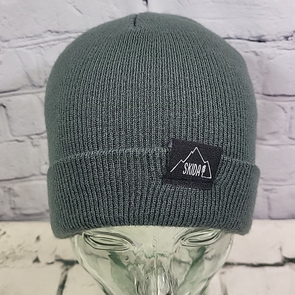 Skida‎ Beanie Ski Cap Unisex One Size Gray Stretch Knit Cuff Warm Winter Hat